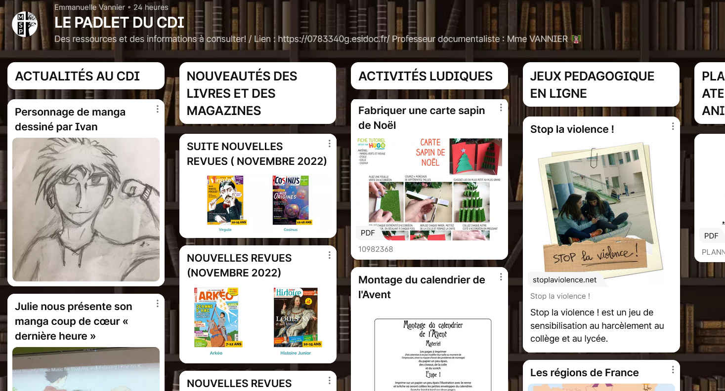 Le PADLET du CDI et autres infos